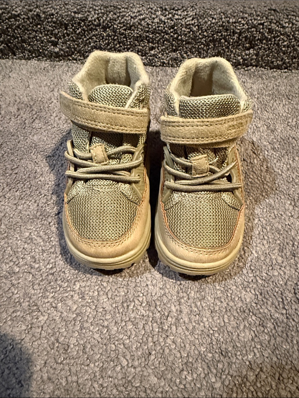 Carter’s Kids Neutral Tan High-Top Sneakers with Hook-and-Loop Strap